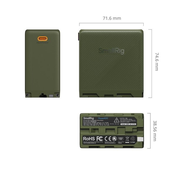 SmallRig NP F970 USB C Rechargeable Camera Battery  Green  4577 Battery & Grip