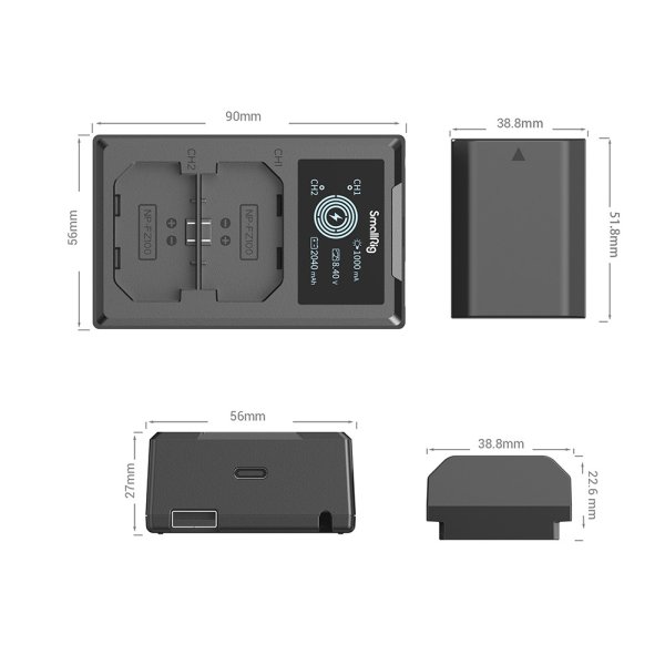 SmallRig NP FZ100 Camera Battery and Charger Kit 3824B Battery & Grip