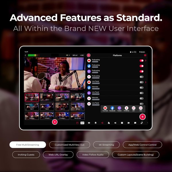 YoloLiv YoloBox Extreme â€“ All-in-One 4K Live Video Streaming Equipment with 8 HDMI Inputs, Switcher Encoder Recorder Monitor for Facebook, YouTube,  Pro Videos