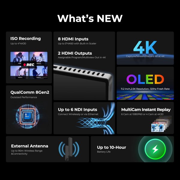 YoloLiv YoloBox Extreme â€“ All-in-One 4K Live Video Streaming Equipment with 8 HDMI Inputs, Switcher Encoder Recorder Monitor for Facebook, YouTube,  Pro Videos