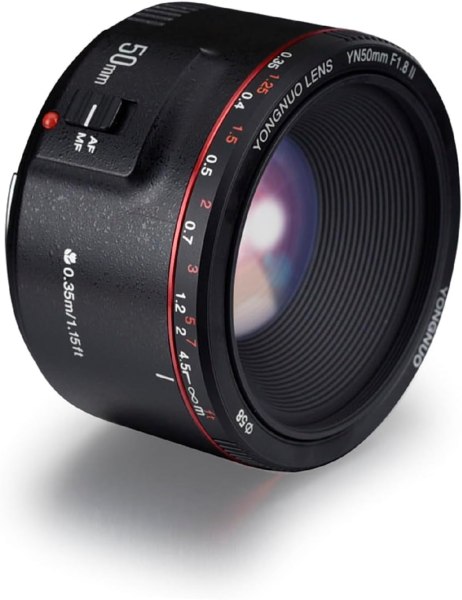 Yongnuo YN50MM F1 8 II AF MF 0 35M Focus Distance Standard Prime Lens Black for Canon 5D IV 1DX I 200D II 850D 7D 6DII Lens & Accessories