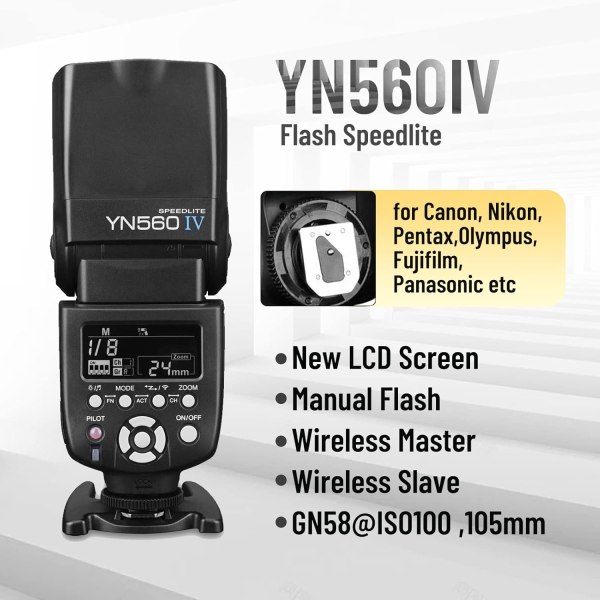 YONGNUO YN560 IV GN58 Wireless Manual Flash     Built in Trigger for Hot Shoe Cameras Flashes Trigger & Remote